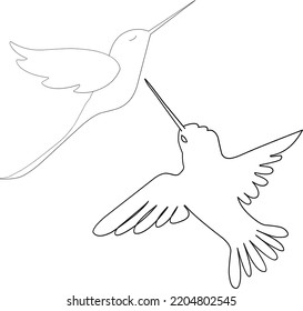 hummingbirds illustration. Hand-drawn doodles illustration. Line art. Icon