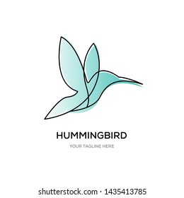 hummingbirds line art logo designs