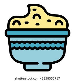 Hummus bowl icon outline vector. Paste day. Falafel vegetable color flat