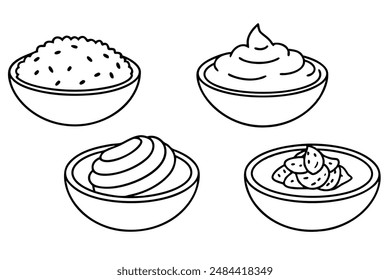 Hummus line art design charming dip collection