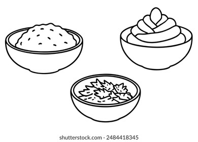 Hummus line art illustration detailed food design