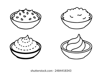 Hummus line art sketch minimalist chickpea artwork
