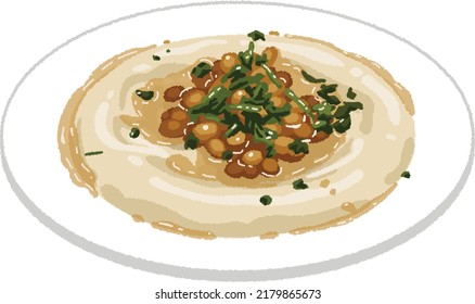 Hummus is a paste-like dish made by adding garlic, sesame seeds, olive oil, lemon juice, etc. to boiled chickpeas, mashing them, and seasoning them with salt.