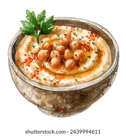 hummus vector illustration in watercolour style