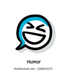 Humor hand drawn scribing, sketchnoting visual note icon. Minimal vector illustration. Editable outline, color, shadows. Infographics symbol