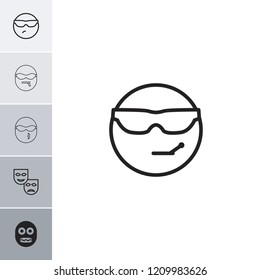 Humor icon. collection of 6 humor filled and outline icons such as cool emot in sunglasses, mask. editable humor icons for web and mobile.