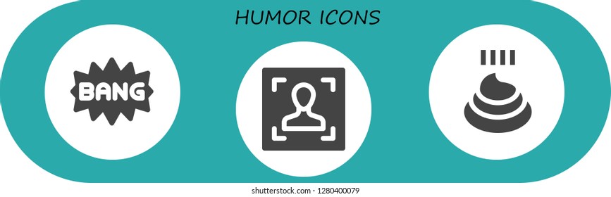  humor icon set. 3 filled humor icons. Simple modern icons about  - Comic, Face, Poo