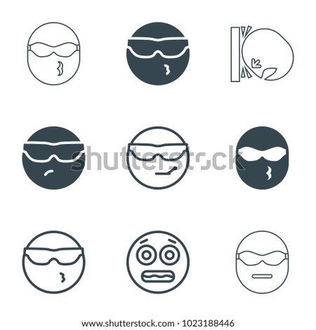 Humor icons. set of 9 editable filled and outline humor icons such as cool emot in sunglasses, shocked emoji