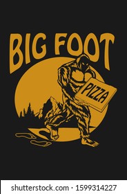 humor illustration of Bigfoot Pizza