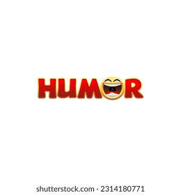 HUMOR Wordmark Logo - letter O becomes laughing emoticon symbol.