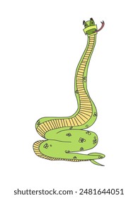 humorous character with a long neck snake doodle drawing for the holiday. vector stock image