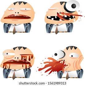 Humorous and comic character set of gradient colors