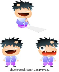 Humorous and comic character set of gradient colors