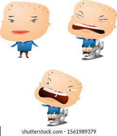 Humorous and comic character set of gradient colors