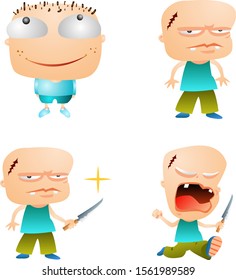 Humorous and comic character set of gradient colors