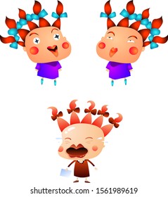 Humorous and comic character set of gradient colors