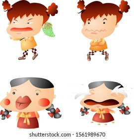 Humorous and comic character set of gradient colors