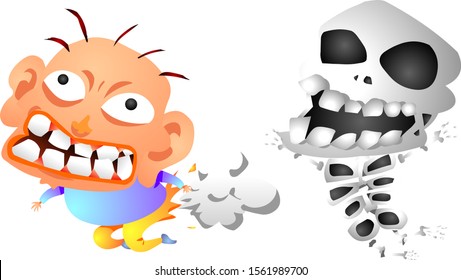 Humorous and comic character set of gradient colors