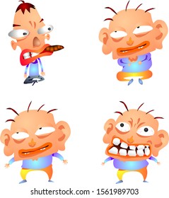 Humorous and comic character set of gradient colors