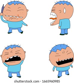 Humorous and comical character, illustration set.