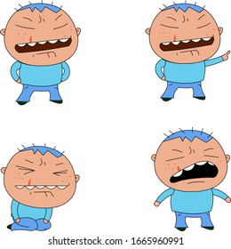 Humorous and comical character, illustration set.