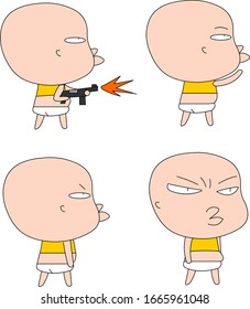 Humorous and comical character, illustration set.
