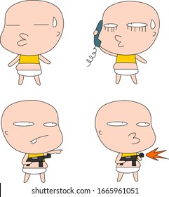 Humorous and comical character, illustration set.