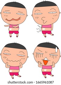 Humorous and comical character, illustration set.