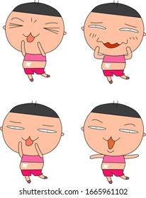 Humorous and comical character, illustration set.