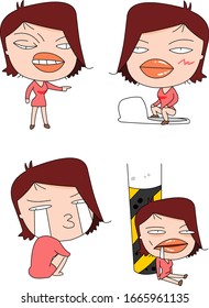 Humorous and comical character, illustration set.
