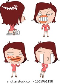 Humorous and comical character, illustration set.