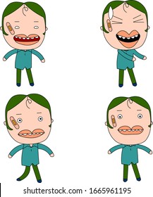 Humorous and comical character, illustration set.