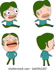 Humorous and comical character, illustration set.