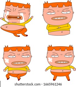 Humorous and comical character, illustration set.