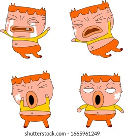 Humorous and comical character, illustration set.
