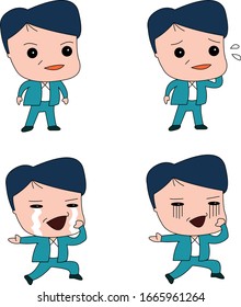 Humorous and comical character, illustration set.