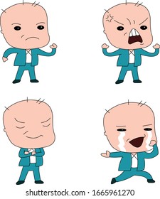 Humorous and comical character, illustration set.