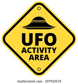 Humorous danger road signs for UFO, aliens abduction theme, vector illustration