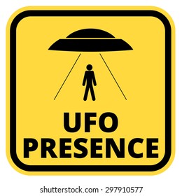 Humorous danger road signs for UFO, aliens abduction theme, vector illustration