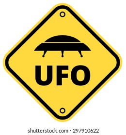 Humorous danger road signs for UFO, aliens abduction theme, vector illustration