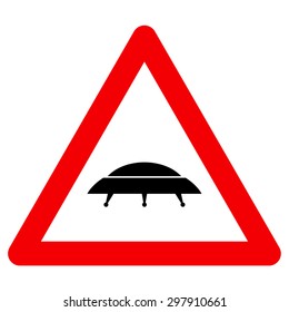 Humorous danger road signs for UFO, aliens abduction theme, vector illustration