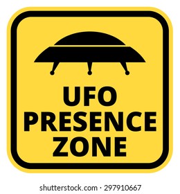 Humorous danger road signs for UFO, aliens abduction theme, vector illustration