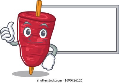 Humorous doner kebab cartoon design Thumbs up bring a white board