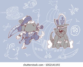 Humorous drawing on a pirate theme