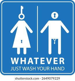 Humorous Gender Neutral Restroom Sign. Signage for All Gender Bathrooms. Funny Genderless Toilet Design. Funny WC sign. Eps 10 vector illustration.
