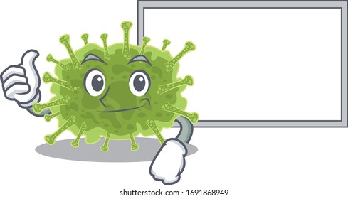 Humorous haploviricotina cartoon design Thumbs up bring a white board