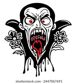 Humorous illustration of Count Dracula in spring.