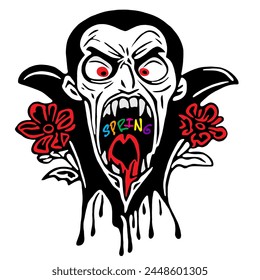 Humorous illustration of Count Dracula in spring.