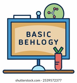 Eine humorvolle Illustration eines Whiteboards mit dem Text "Basic Behlogy" und einer Karotte in einem Reagenzglas, die eine alberne und unbeschwerte Sicht auf Biologie nahe legt.