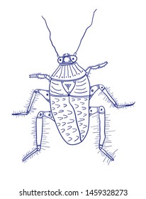 Humorous insect. German cockroach. Vector illustration.